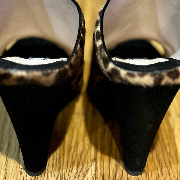 Prada Leopard - Print Dyed Calf Wedge Slides Size 37/7 - Picture 12 of 13